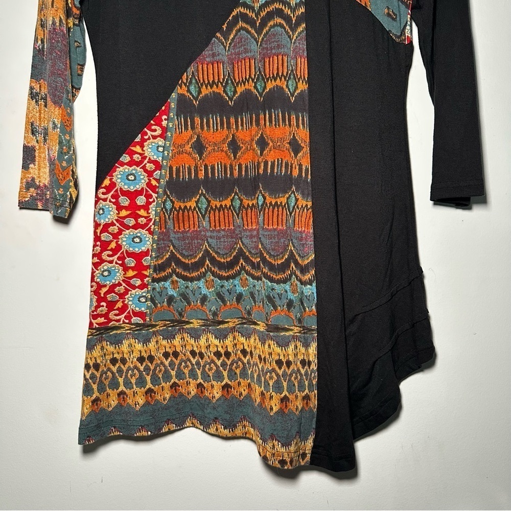 Parsley & Sage Asymmetrical Artsy Lagenlook Patchwork Textured Longline Tunic S - Picture 15 of 15